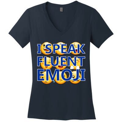 I Speak Fluent Emoji Women's V-Neck T-Shirt