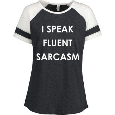 I Speak Fluent Sarcasm Enza Ladies Jersey Colorblock Tee