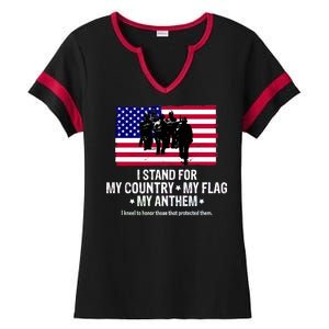 I Stand For My Country Flag My Anthem Ladies Halftime Notch Neck Tee