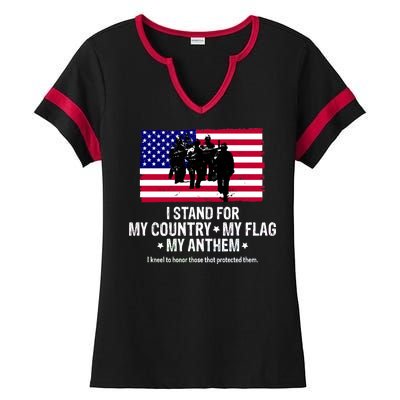 I Stand For My Country Flag My Anthem Ladies Halftime Notch Neck Tee