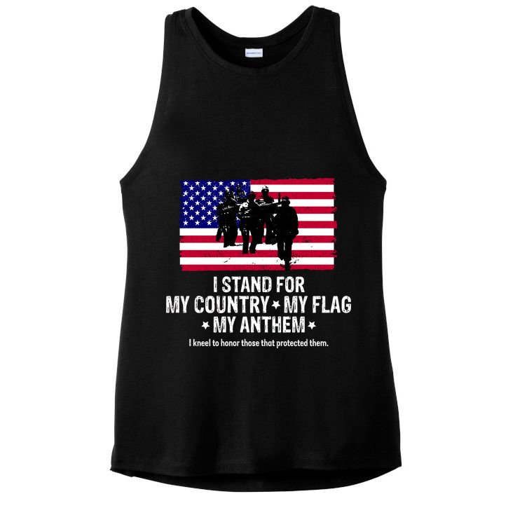 I Stand For My Country Flag My Anthem Ladies PosiCharge Tri-Blend Wicking Tank
