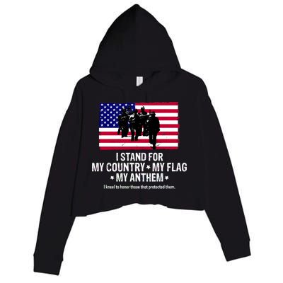 I Stand For My Country Flag My Anthem Crop Fleece Hoodie