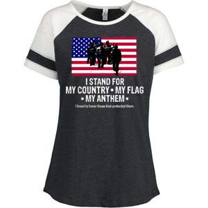 I Stand For My Country Flag My Anthem Enza Ladies Jersey Colorblock Tee