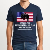 I Stand For My Country Flag My Anthem V-Neck T-Shirt