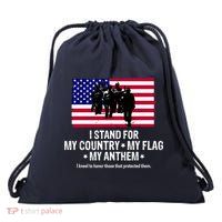 I Stand For My Country Flag My Anthem Drawstring Bag