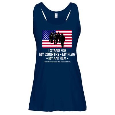 I Stand For My Country Flag My Anthem Ladies Essential Flowy Tank