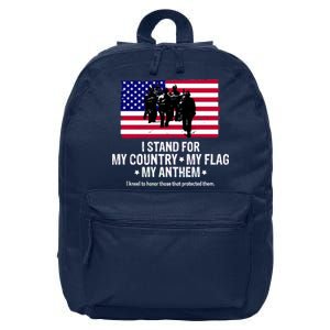 I Stand For My Country Flag My Anthem 16 in Basic Backpack