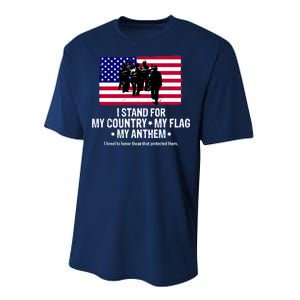 I Stand For My Country Flag My Anthem Performance Sprint T-Shirt