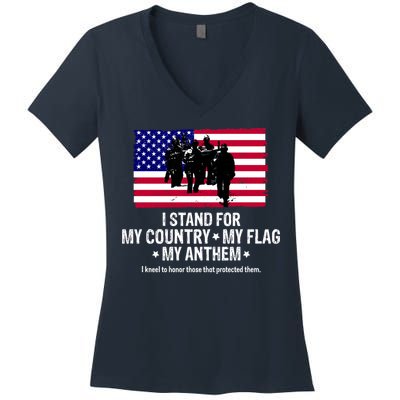 I Stand For My Country Flag My Anthem Women's V-Neck T-Shirt