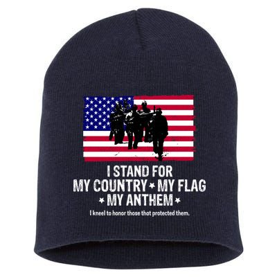 I Stand For My Country Flag My Anthem Short Acrylic Beanie