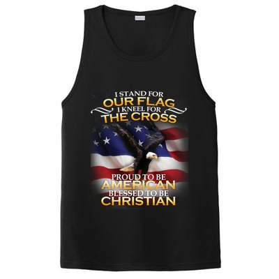 I Stand For Our Flag Kneel For The Cross Proud American Christian  PosiCharge Competitor Tank