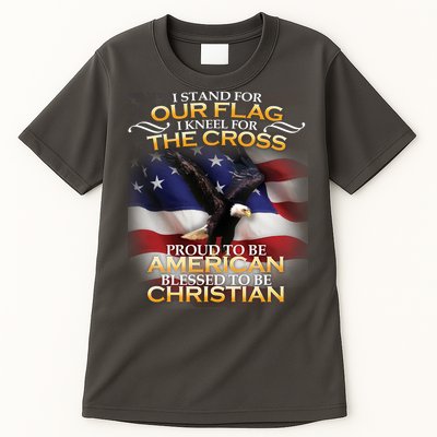 I Stand For Our Flag Kneel For The Cross Proud American Christian  Tall T-Shirt