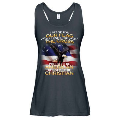 I Stand For Our Flag Kneel For The Cross Proud American Christian  Ladies Essential Flowy Tank