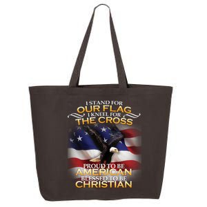 I Stand For Our Flag Kneel For The Cross Proud American Christian  25L Jumbo Tote