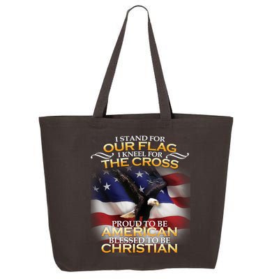 I Stand For Our Flag Kneel For The Cross Proud American Christian  25L Jumbo Tote