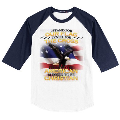 I Stand For Our Flag Kneel For The Cross Proud American Christian  Baseball Sleeve Shirt