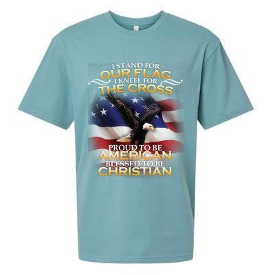 I Stand For Our Flag Kneel For The Cross Proud American Christian  Sueded Cloud Jersey T-Shirt