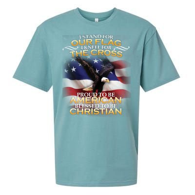 I Stand For Our Flag Kneel For The Cross Proud American Christian  Sueded Cloud Jersey T-Shirt