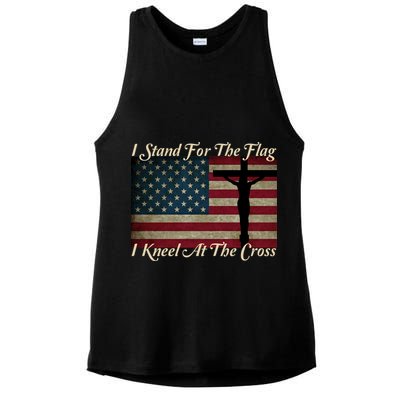 I Stand For The Flag And Kneel For The Cross Ladies PosiCharge Tri-Blend Wicking Tank