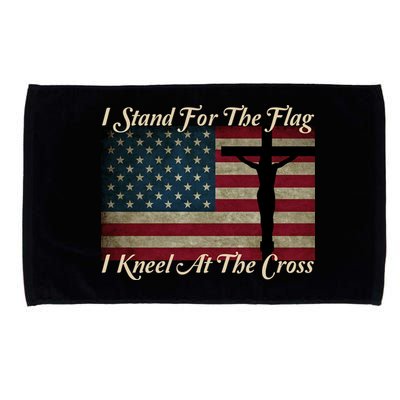 I Stand For The Flag And Kneel For The Cross Microfiber Hand Towel