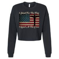 I Stand For The Flag And Kneel For The Cross Cropped Pullover Crew