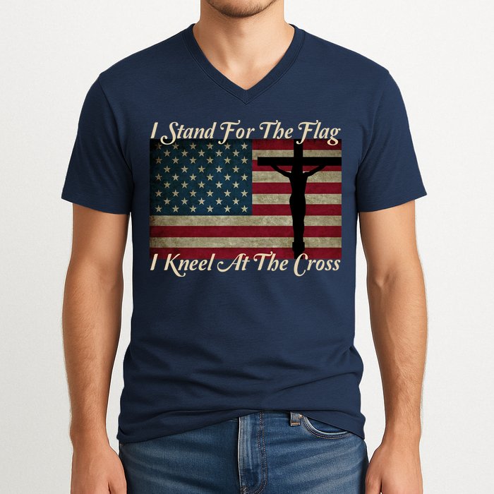 I Stand For The Flag And Kneel For The Cross V-Neck T-Shirt