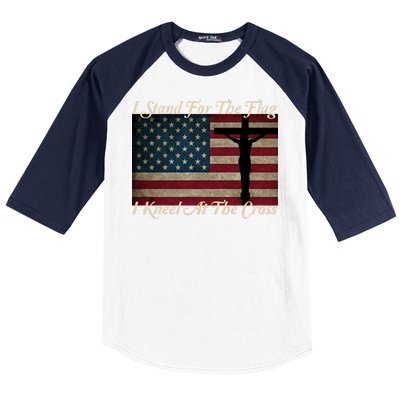 I Stand For The Flag And Kneel For The Cross Baseball Sleeve Shirt