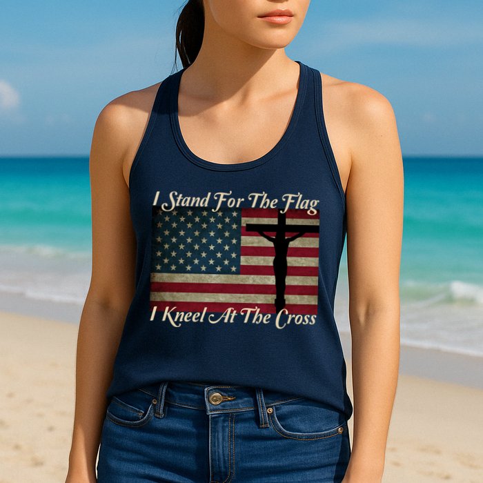 I Stand For The Flag And Kneel For The Cross Womens Tank Top