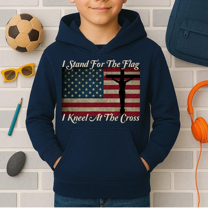 I Stand For The Flag And Kneel For The Cross Kids Hoodie