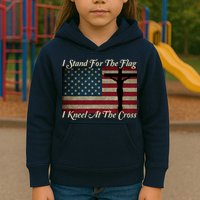 I Stand For The Flag And Kneel For The Cross Kids Hoodie