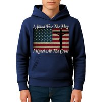 I Stand For The Flag And Kneel For The Cross Kids Hoodie