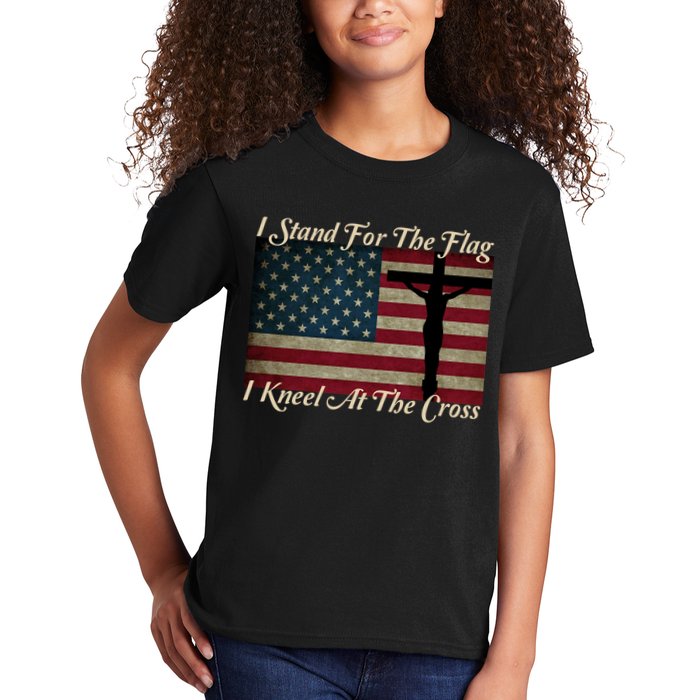 I Stand For The Flag And Kneel For The Cross Kids T-Shirt