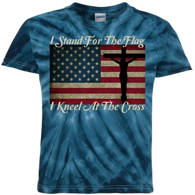 I Stand For The Flag And Kneel For The Cross Kids Tie-Dye T-Shirt