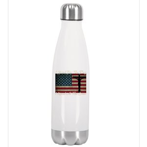 I Stand For The Flag And Kneel For The Cross Stainless Steel Insulated Water Bottle