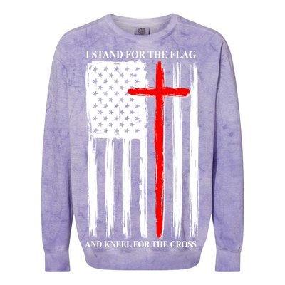 I Stand For the Flag And Kneel For The Cross Flag Colorblast Crewneck Sweatshirt