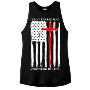 I Stand For the Flag And Kneel For The Cross Flag Ladies PosiCharge Tri-Blend Wicking Tank