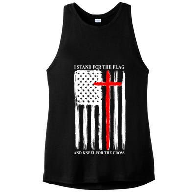 I Stand For the Flag And Kneel For The Cross Flag Ladies PosiCharge Tri-Blend Wicking Tank
