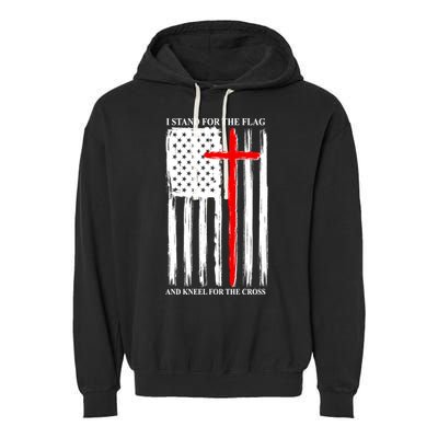 I Stand For the Flag And Kneel For The Cross Flag Garment-Dyed Fleece Hoodie
