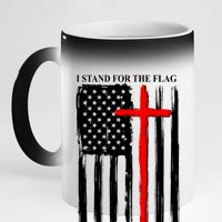 I Stand For the Flag And Kneel For The Cross Flag 11oz Black Color Changing Mug