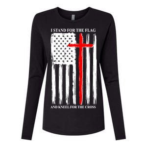 I Stand For the Flag And Kneel For The Cross Flag Womens Cotton Relaxed Long Sleeve T-Shirt