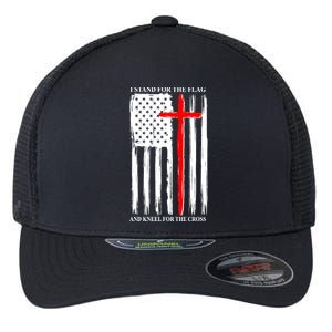 I Stand For the Flag And Kneel For The Cross Flag Flexfit Unipanel Trucker Cap