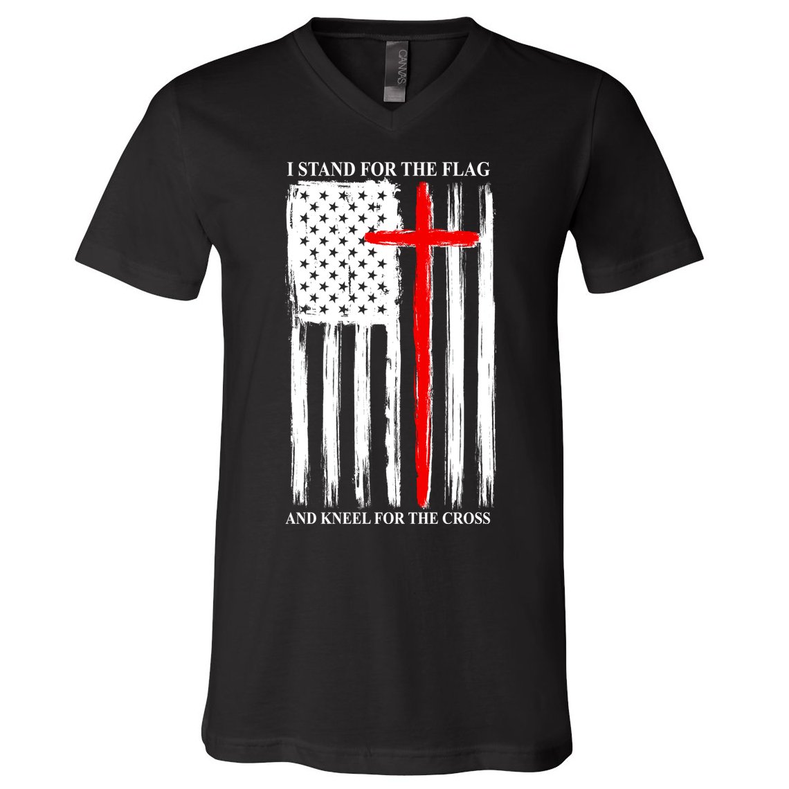 I Stand For the Flag And Kneel For The Cross Flag V-Neck T-Shirt