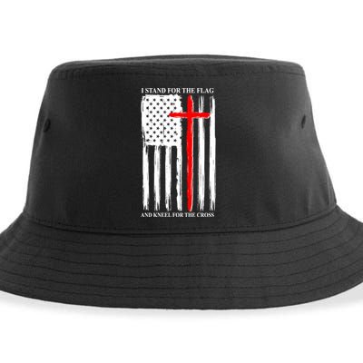 I Stand For the Flag And Kneel For The Cross Flag Sustainable Bucket Hat