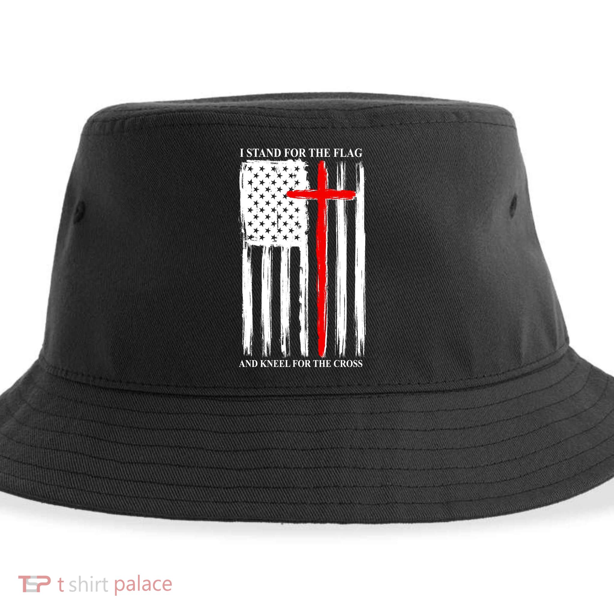I Stand For the Flag And Kneel For The Cross Flag Sustainable Bucket Hat