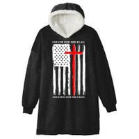 I Stand For the Flag And Kneel For The Cross Flag Hooded Wearable Blanket