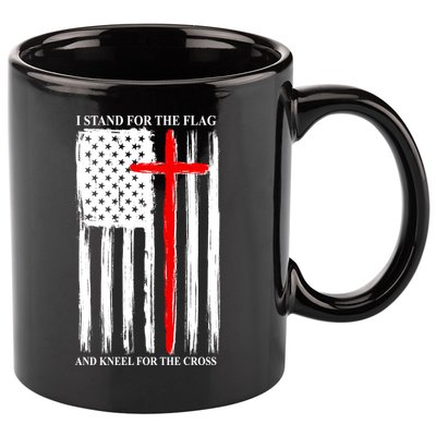 I Stand For the Flag And Kneel For The Cross Flag 11oz C Handle Ceramic Mug
