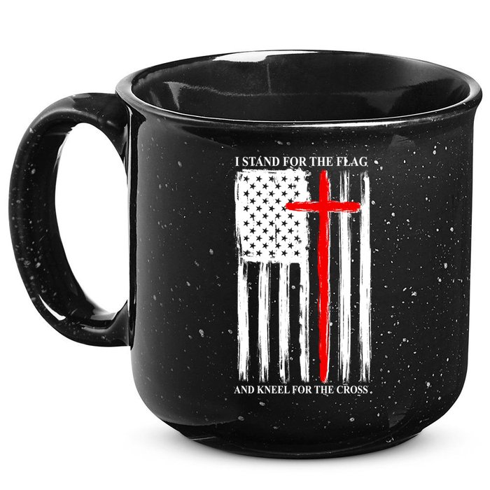 I Stand For the Flag And Kneel For The Cross Flag 15oz Campfire Ceramic Mug