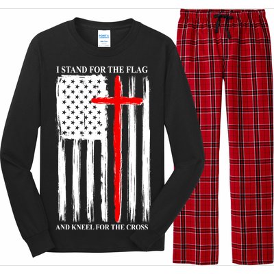 I Stand For the Flag And Kneel For The Cross Flag Long Sleeve Pajama Set