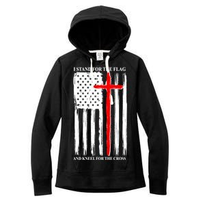 I Stand For the Flag And Kneel For The Cross Flag Women's Fleece Hoodie