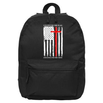 I Stand For the Flag And Kneel For The Cross Flag 16 in Basic Backpack